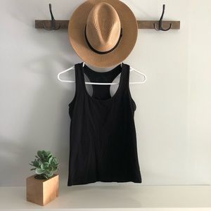 Racer back workout tank with built in shelf bra